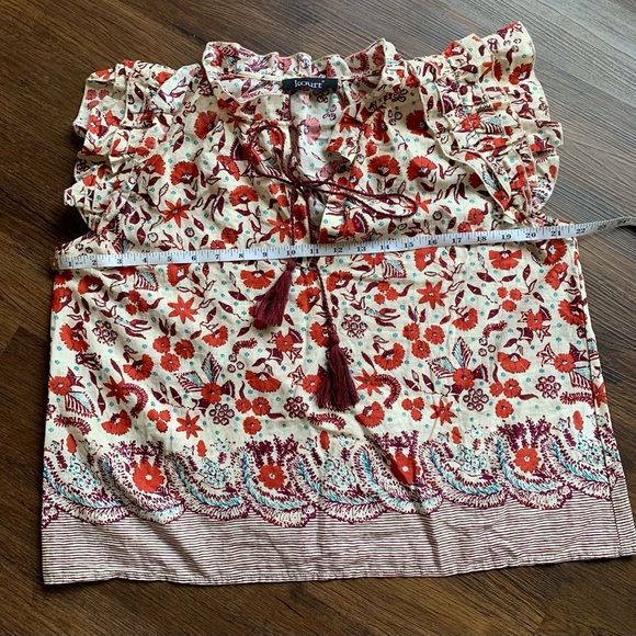 Kourt Boxy Abstract Floral Ruffle Blouse - Picture 11 of 14